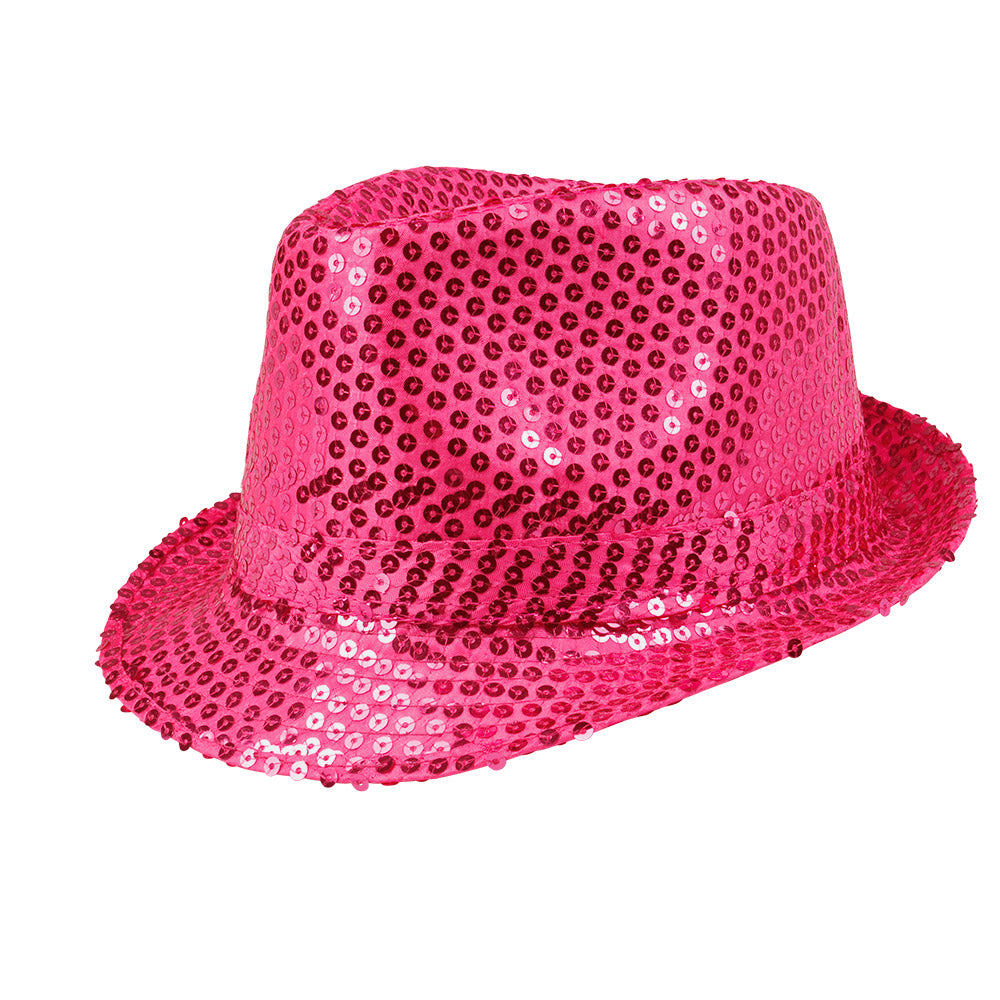 Roze trilby hoed met glitters