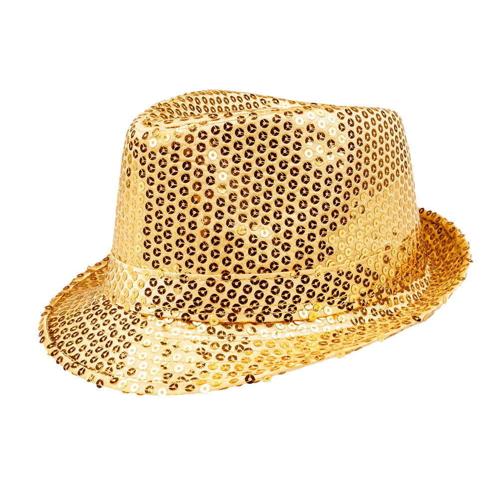 Gouden Trilby Hoed met Glitters