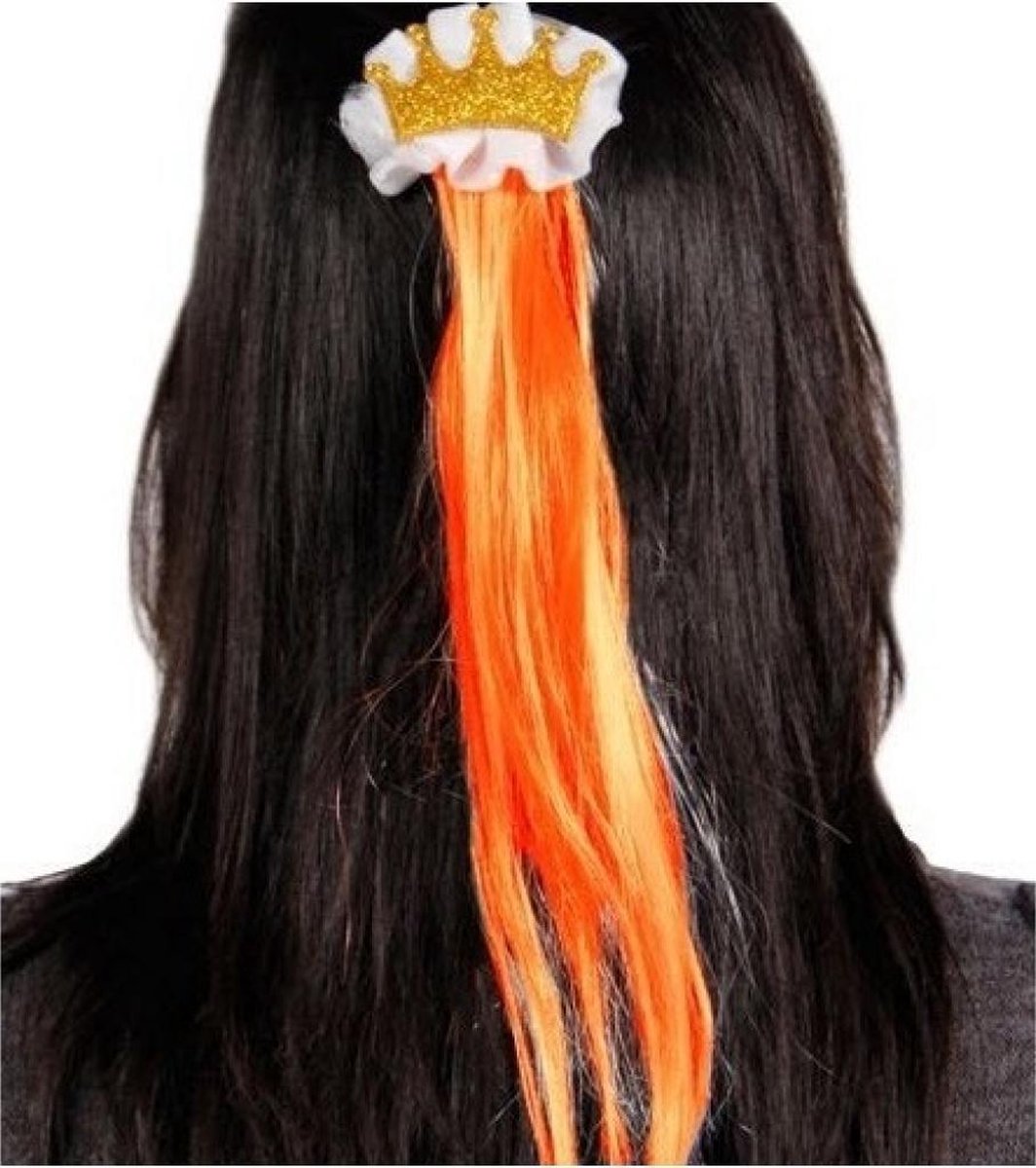 Haarclip groot oranje met kroon