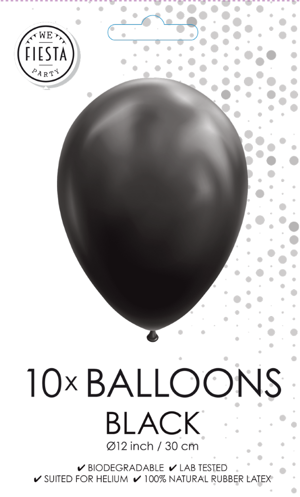 Ballon Zwart 30cm 10st