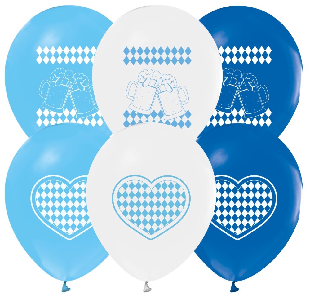 Oktoberfest Ballonnen Blauw Wit 30,5 cm – 8 Stuks – Beierse Feestversiering – Bierfeest