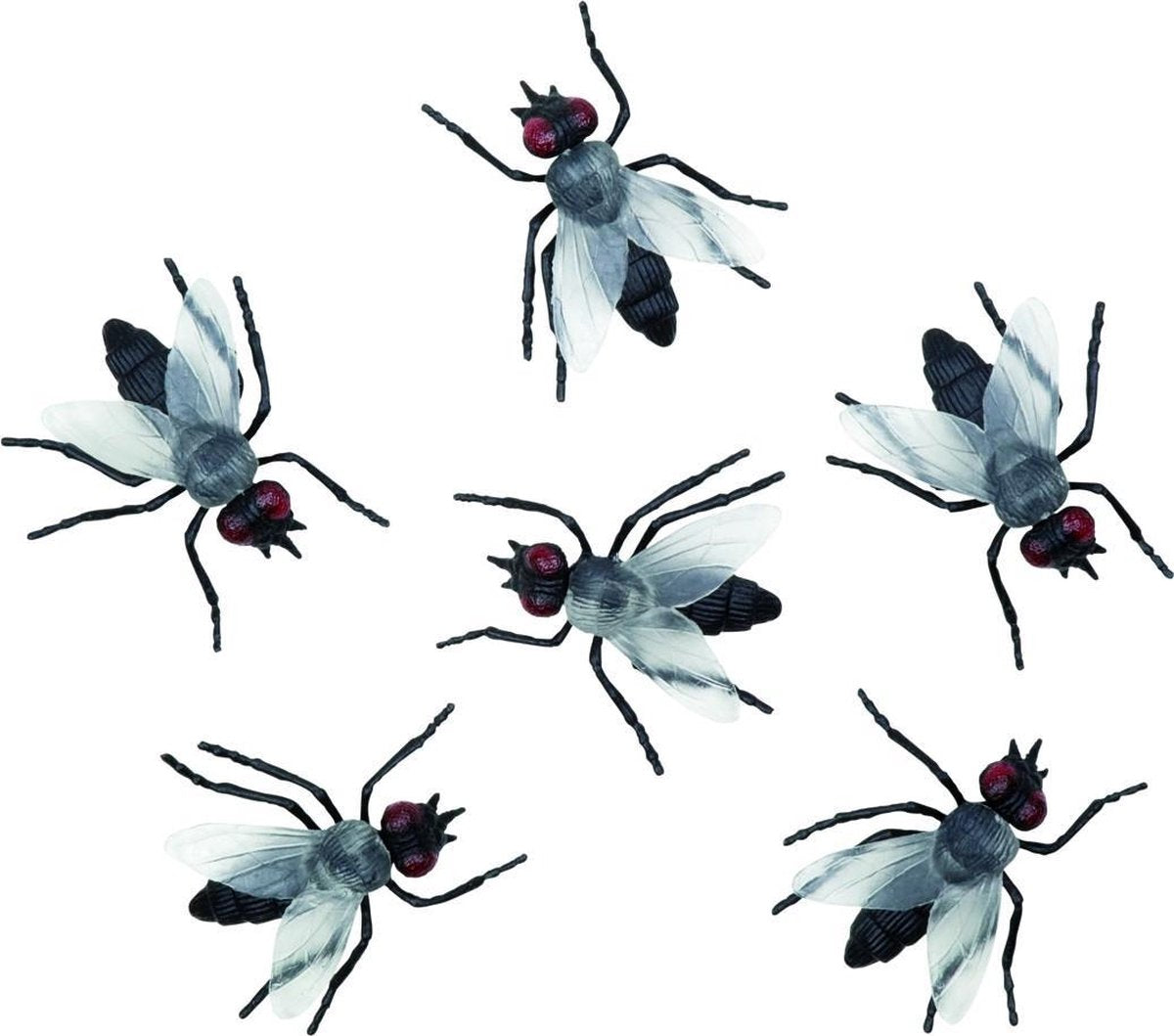 Zwarte Vliegen Halloween decoratie 6st