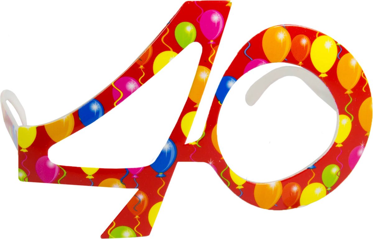 Bril 40 Jaar Rood 15cm