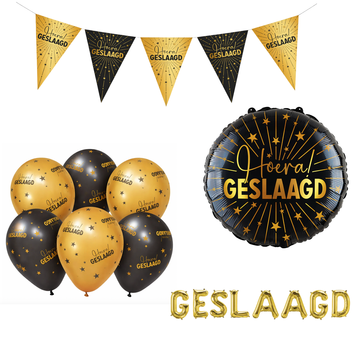 Hoera Geslaagd Versieringspakket Classy 9-Delig