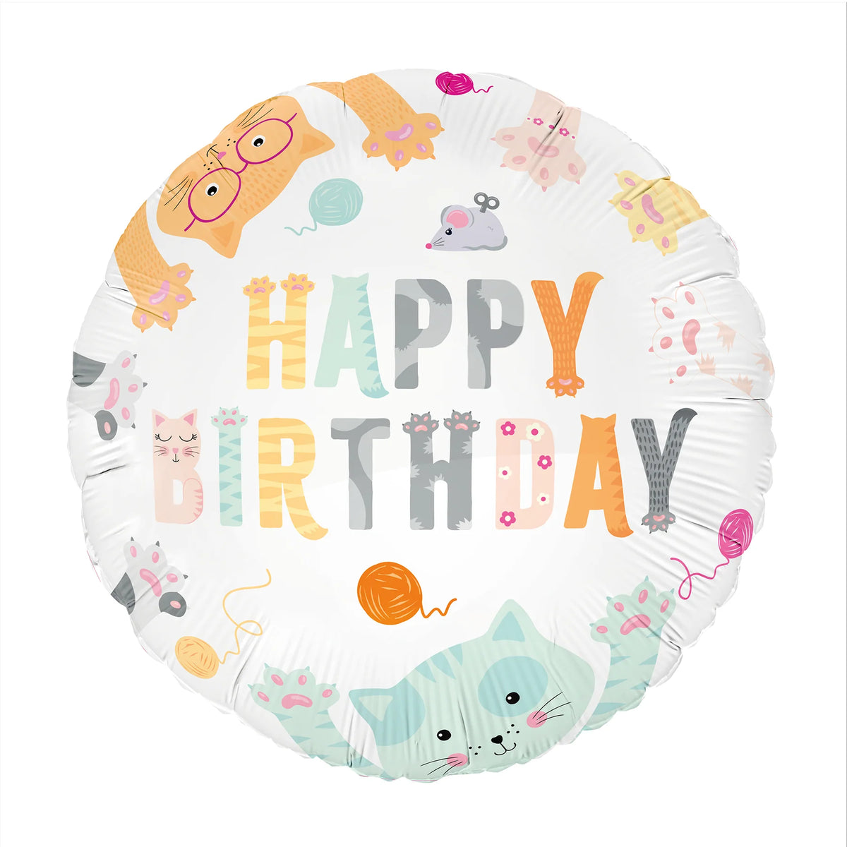 Folieballon Happy Birthday Kittens 45cm