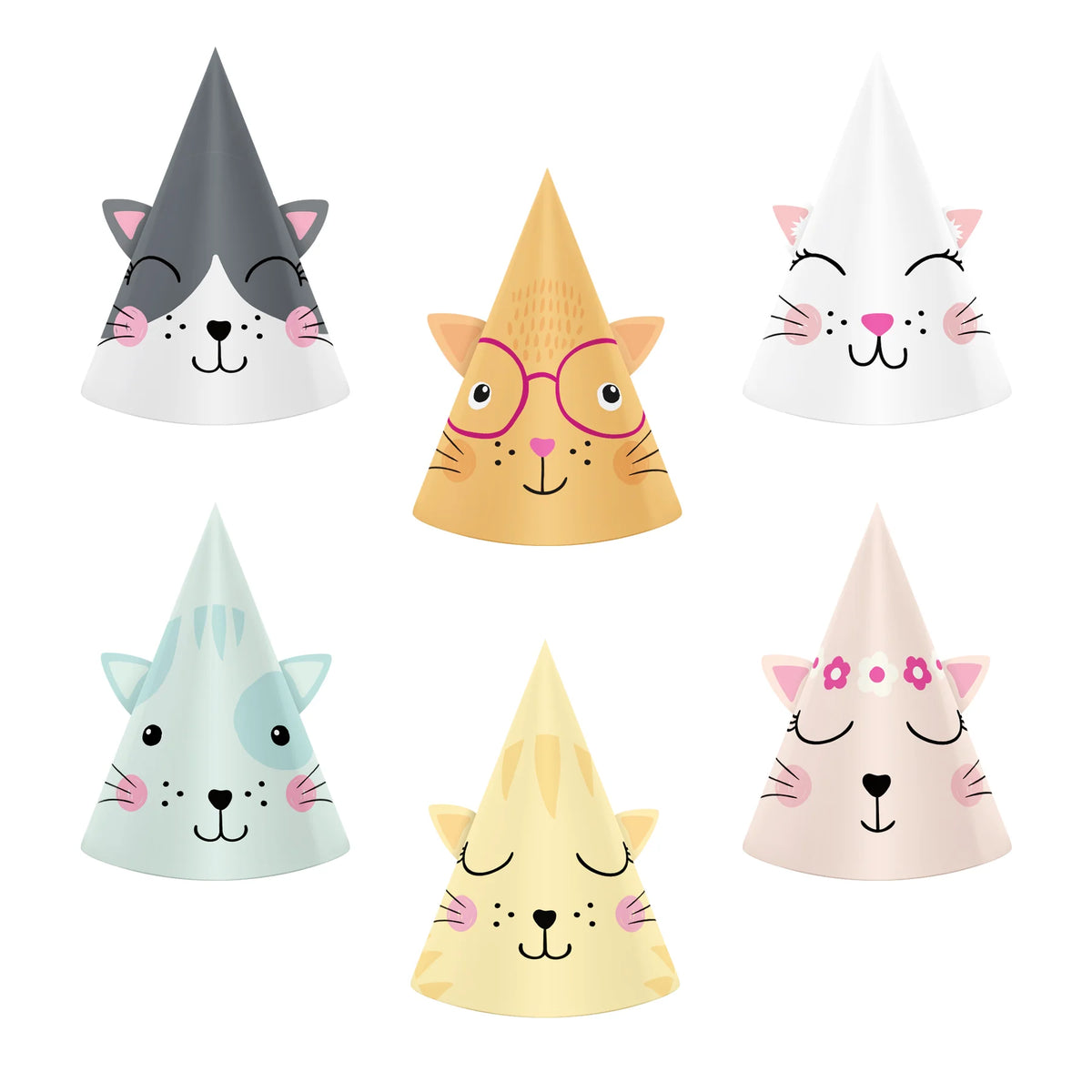 Kittens Feesthoedjes 6 Stuks