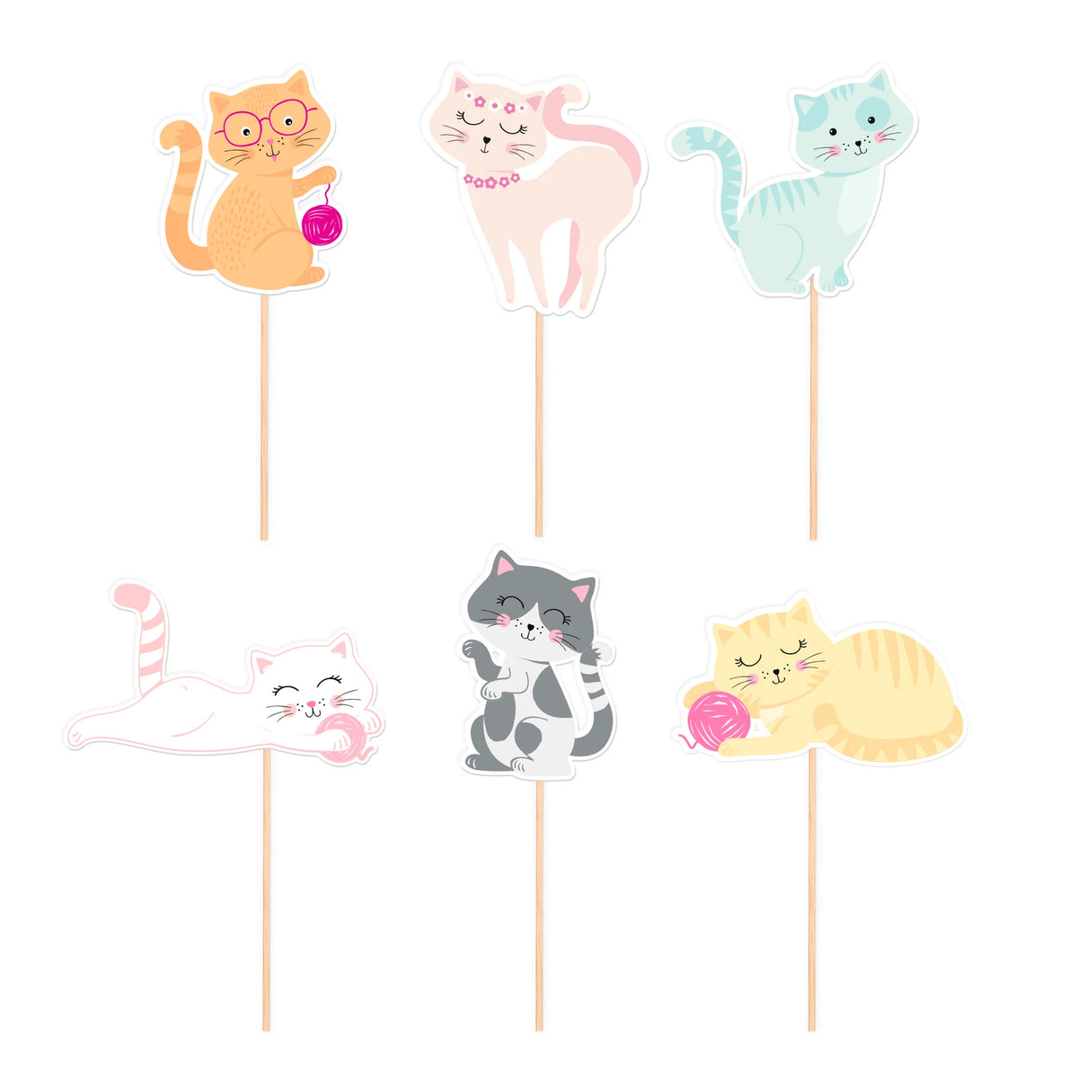 Kittens Cupcake Prikkers 6 Stuks