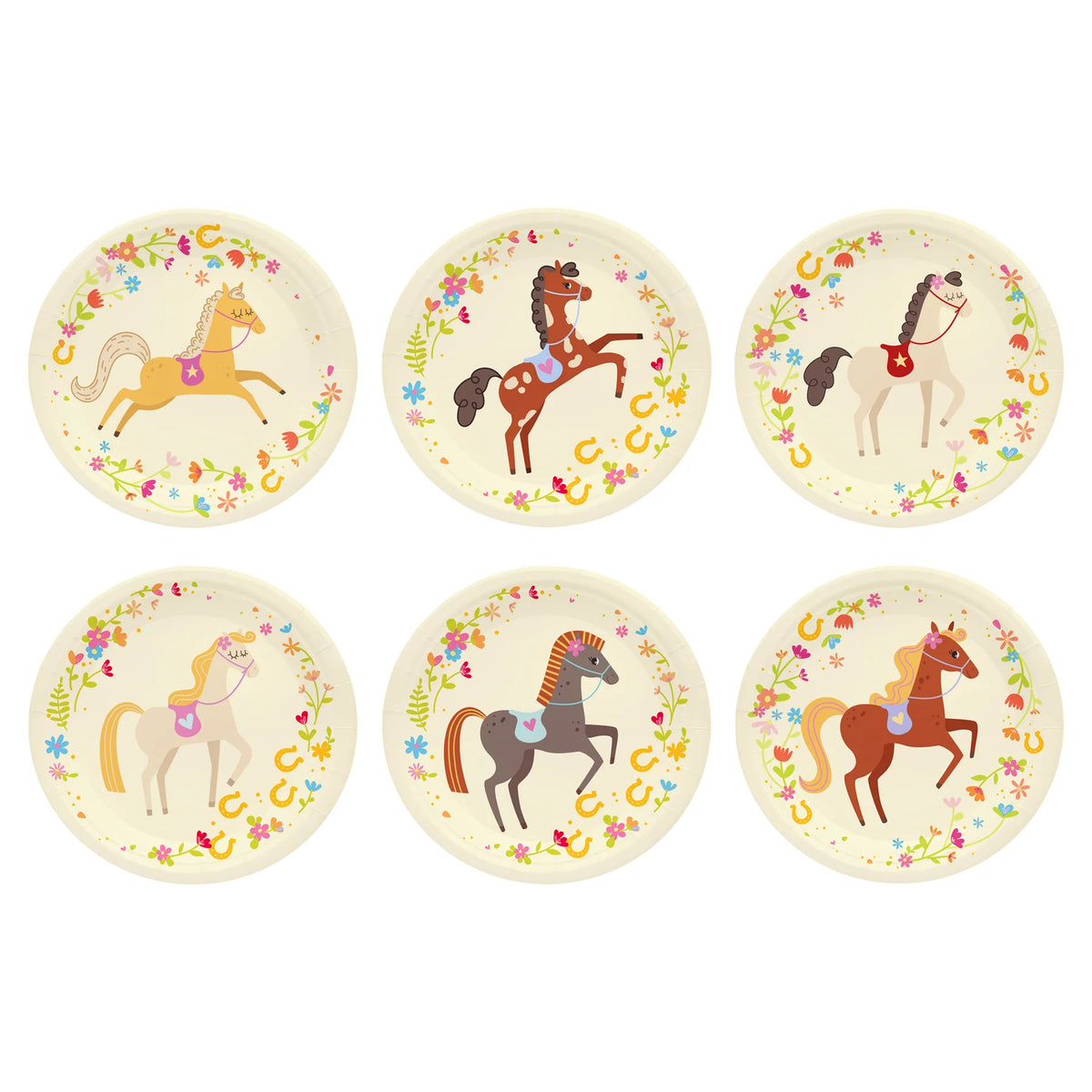 Paarden Bordjes 18cm 6 Stuks