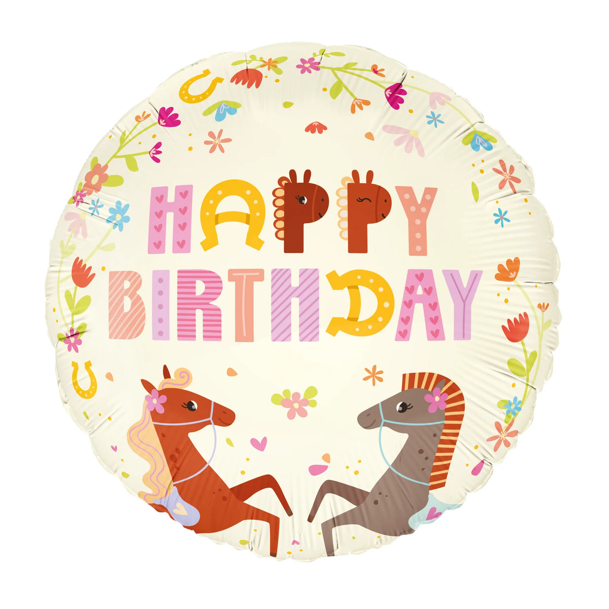 Happy Birthday Paarden Folieballon 45 cm