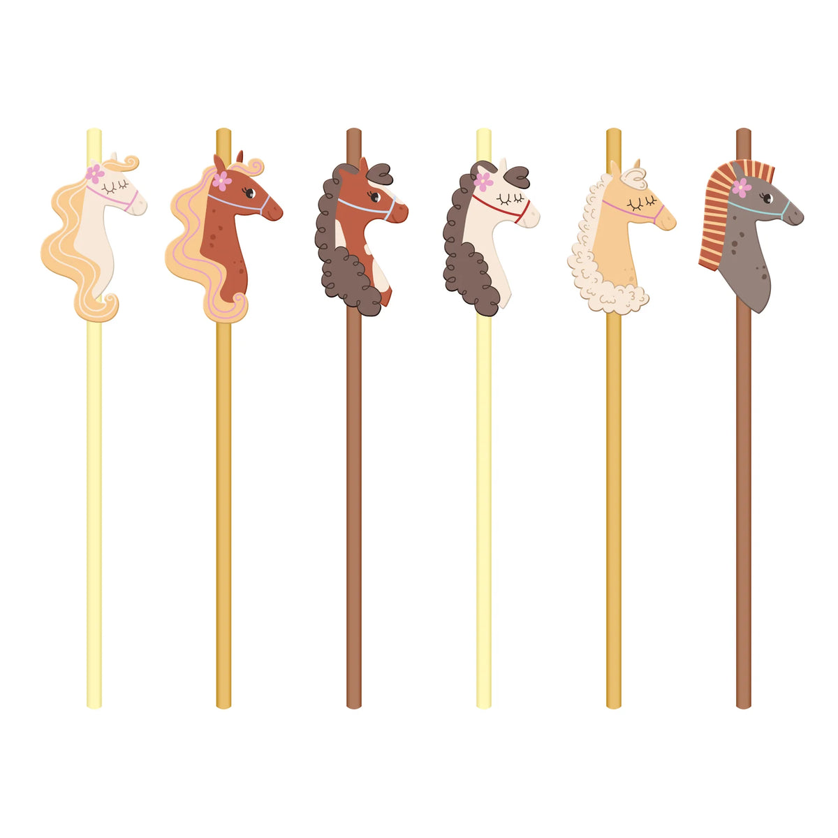 Paarden Papieren Rietjes 6 Stuks