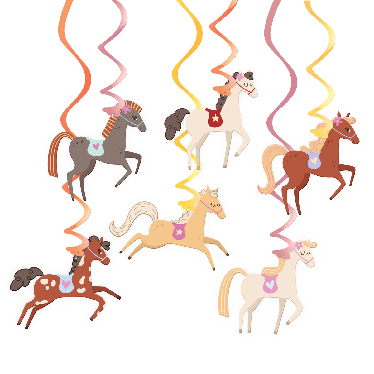 Paarden Swirls Hangdecoratie 6 Stuks