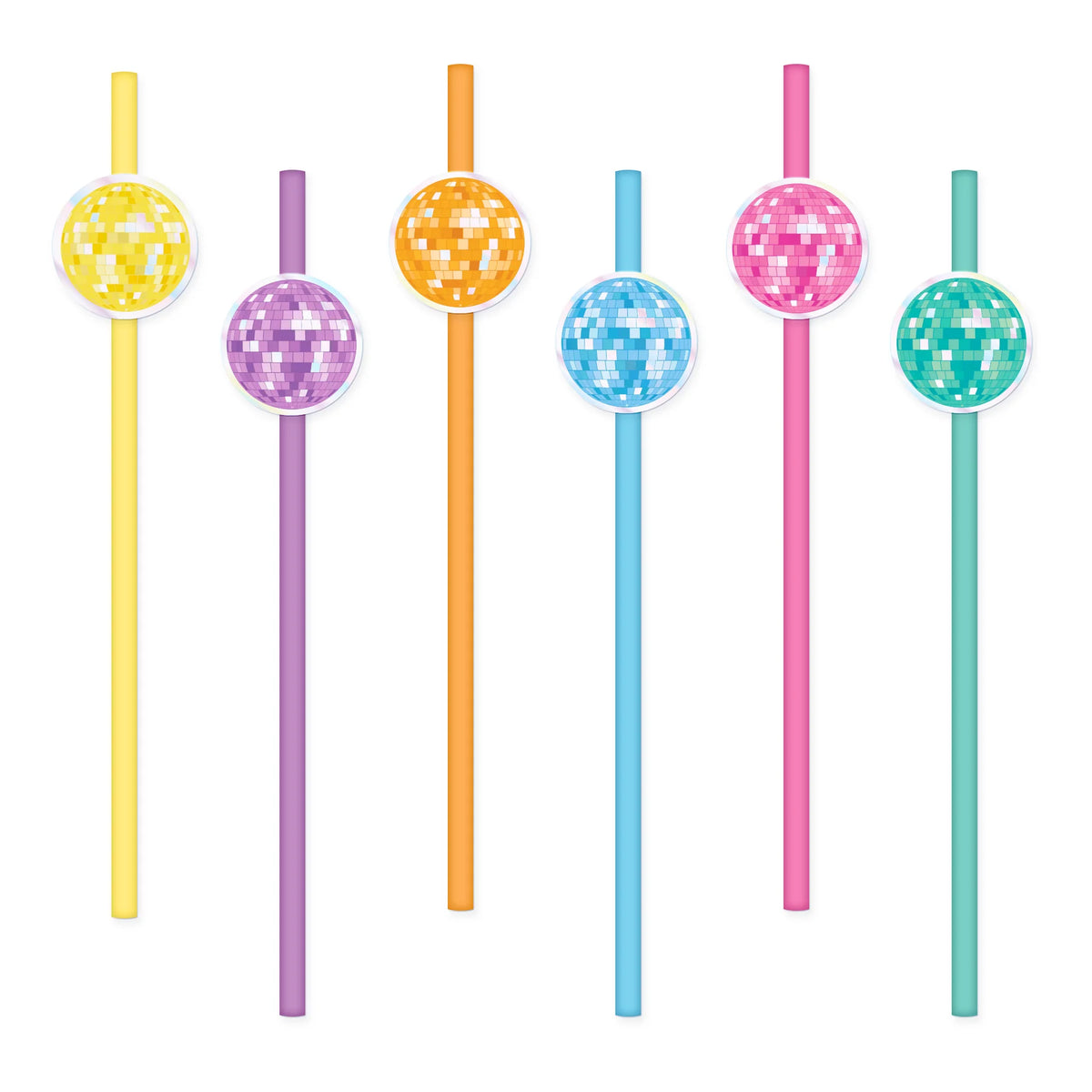 Retro Disco Papieren Rietjes 6 Stuks