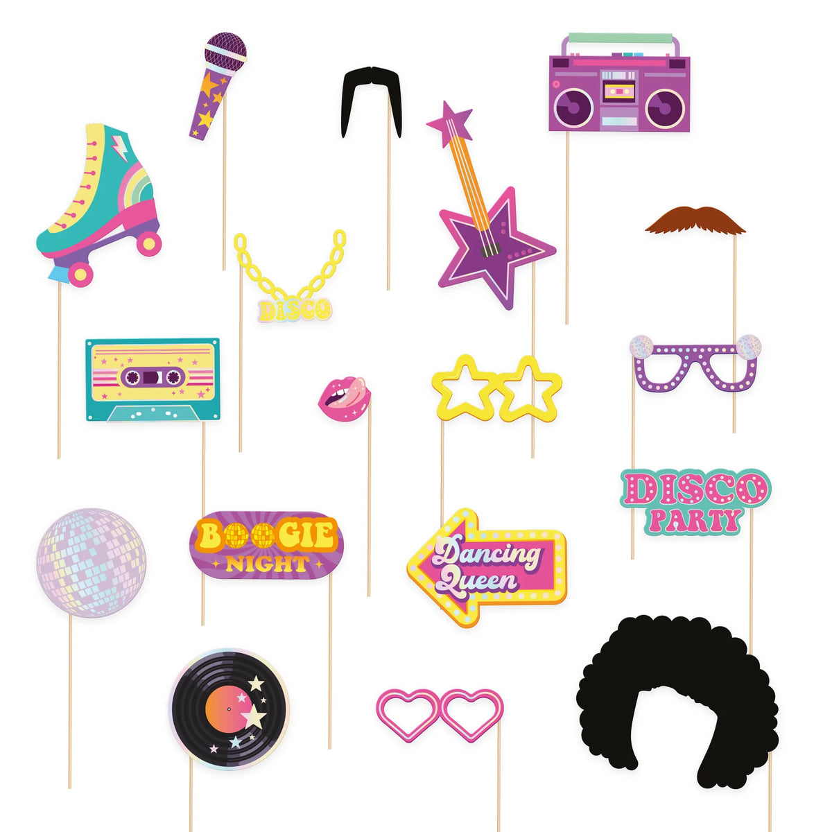 Retro Disco Photobooth Props 18 Stuks