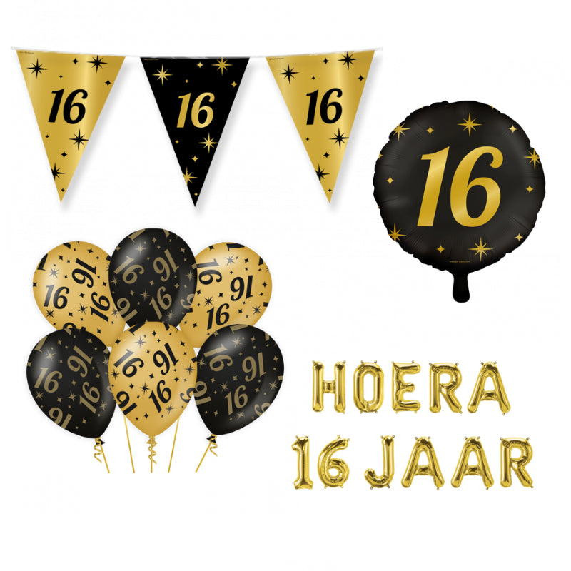 16 Jaar Versiering Pakket Classy 9-delig