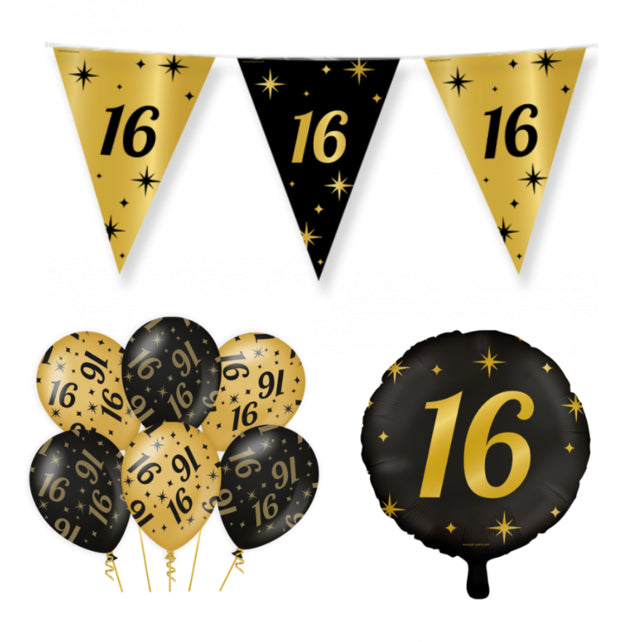 16 Jaar Versiering Pakket Classy 8-delig