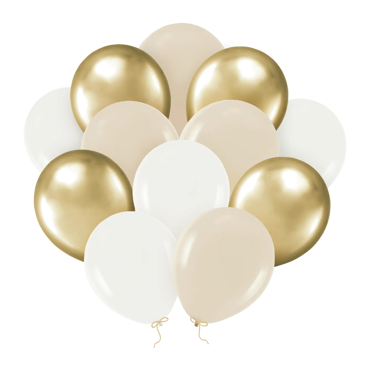 Ballonnen Set Beige Wit Goud 12 Stuks