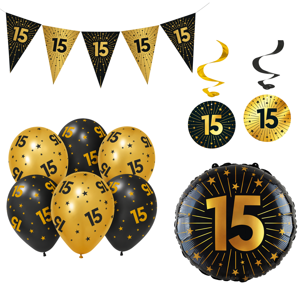 15 Jaar Versiering Pakket Classy 12-delig