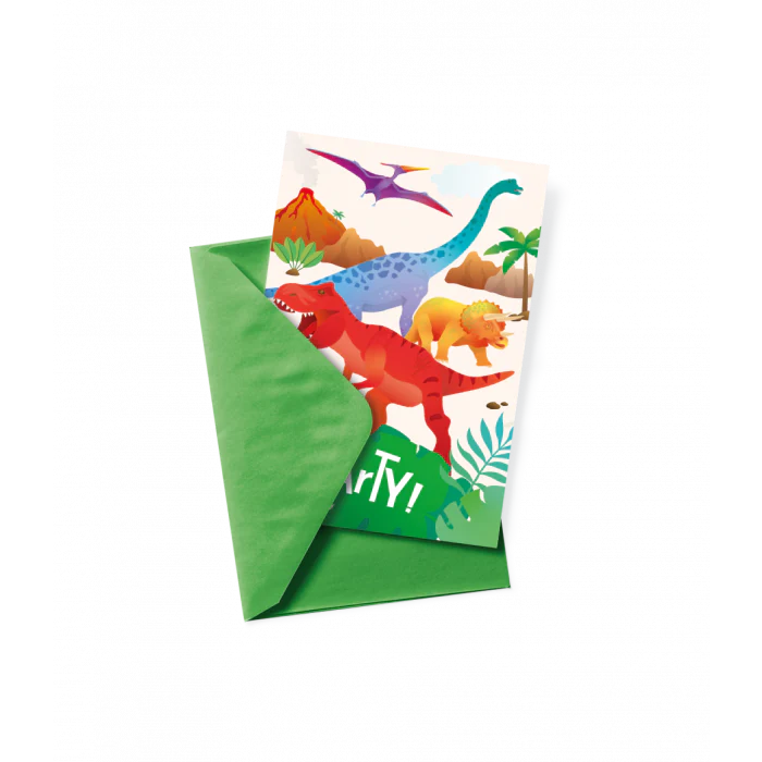 Uitnodigingskaarten Dinosaurus 6st