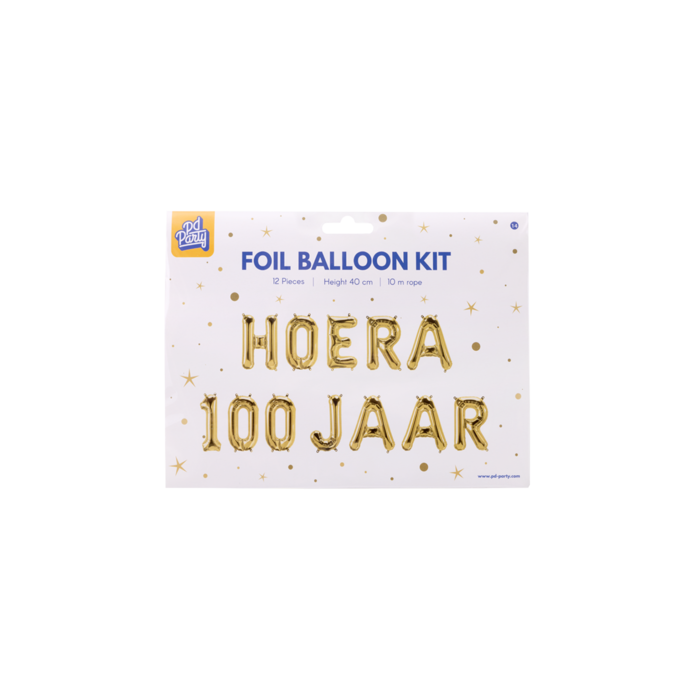 Hoera 100 jaar folieballonnen set goud 41cm