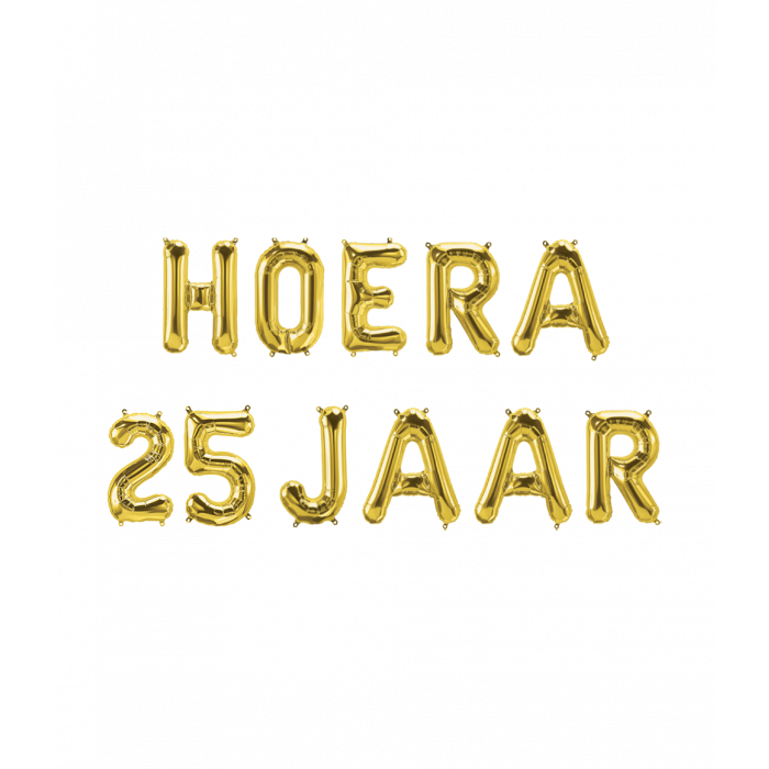Hoera 25 jaar folieballonnen set goud 41cm