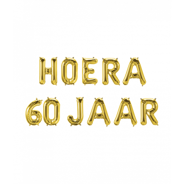 Hoera 60 jaar folieballonnen set goud 41cm
