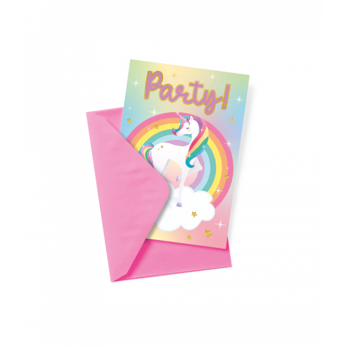Uitnodigingskaarten Eenhoorn 6 Stuks Inclusief Envelop