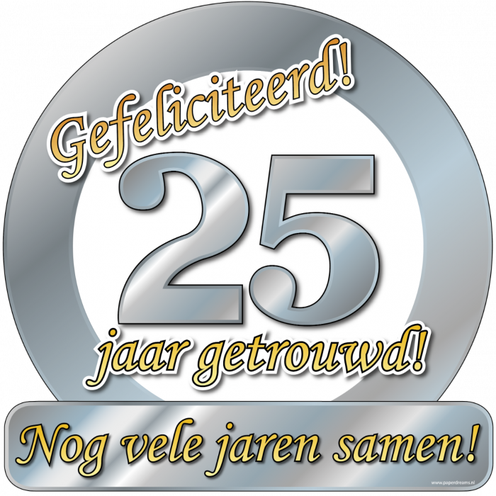 Huldeschild 25 Jaar Getrouwd 50cm