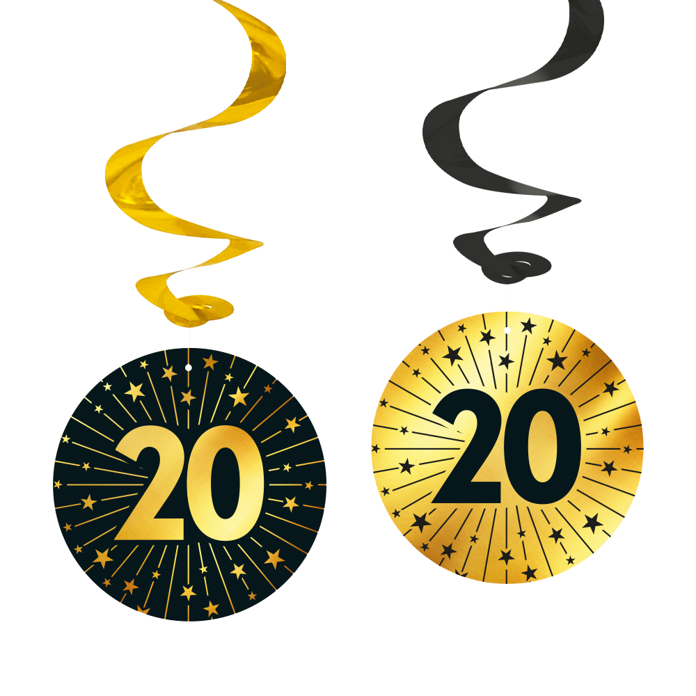 20 jaar zwart goud swirls 4 stuks