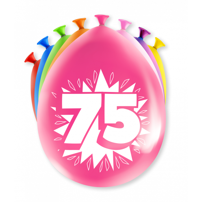 Ballonnen 75 jaar party 30cm 8st
