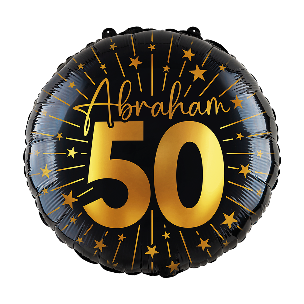 50 Jaar Abraham Helium Ballon Zwart Goud Folie Leeg 45cm