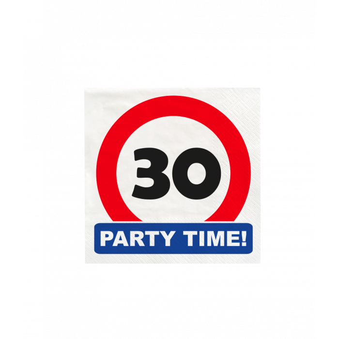 Verkeersbord 30 jaar Party Time Servetten 16st
