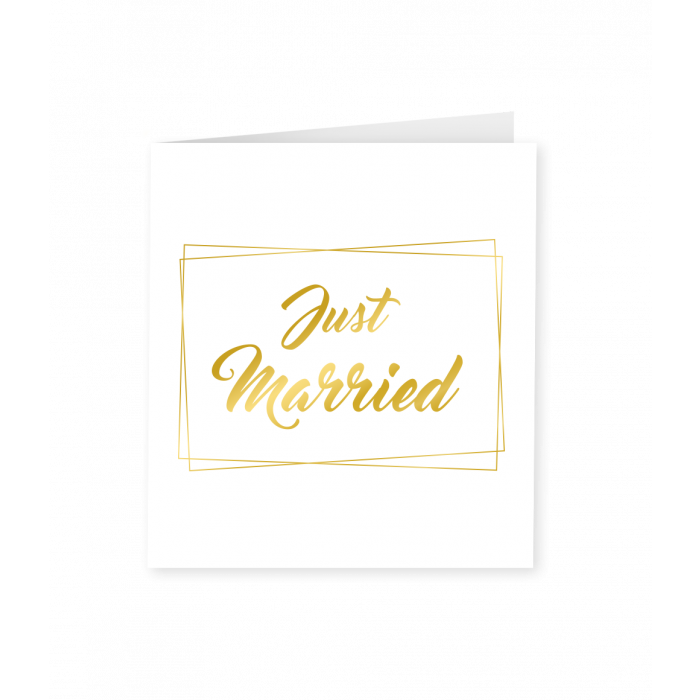 Wenskaart Goud Wit Just Married