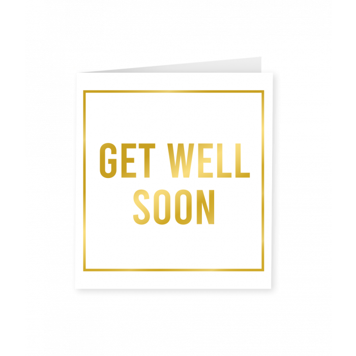 Wenskaart Goud Wit Get Well Soon