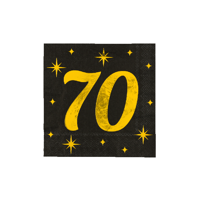 70 Jaar Servetten Zwart Goud 19cm 16st