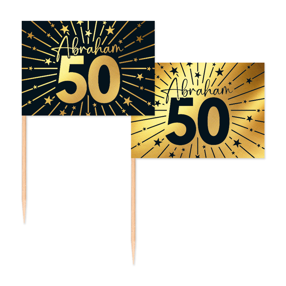 50 Jaar Abraham Cocktailprikkers Zwart Goud 50st