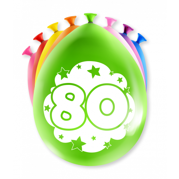Ballonnen 80 jaar party 30cm 8st