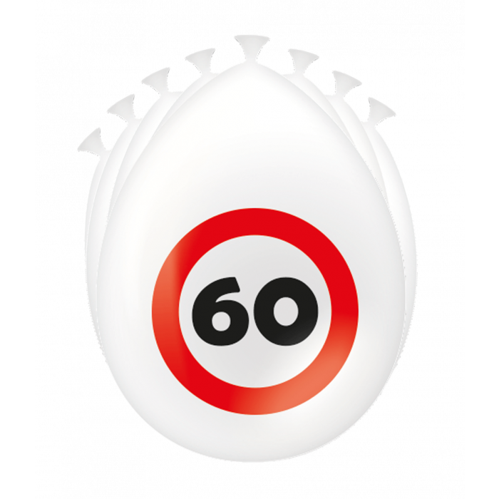 60 Jaar Verkeersbord Ballonnen 8st