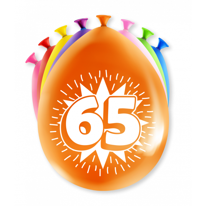Ballonnen 65 jaar party 30cm 8st