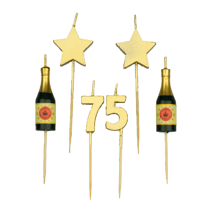 Party kaarsjes 75 jaar 10 cm