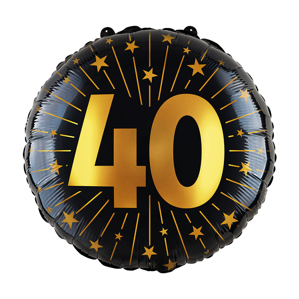 40 Jaar Helium Ballon Zwart Goud Folie Leeg 45cm
