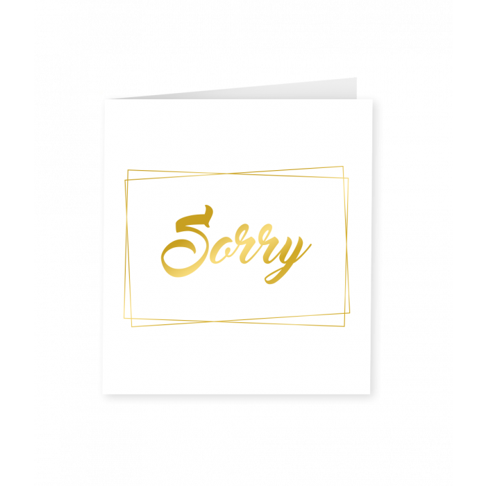 Wenskaart Goud Wit Sorry