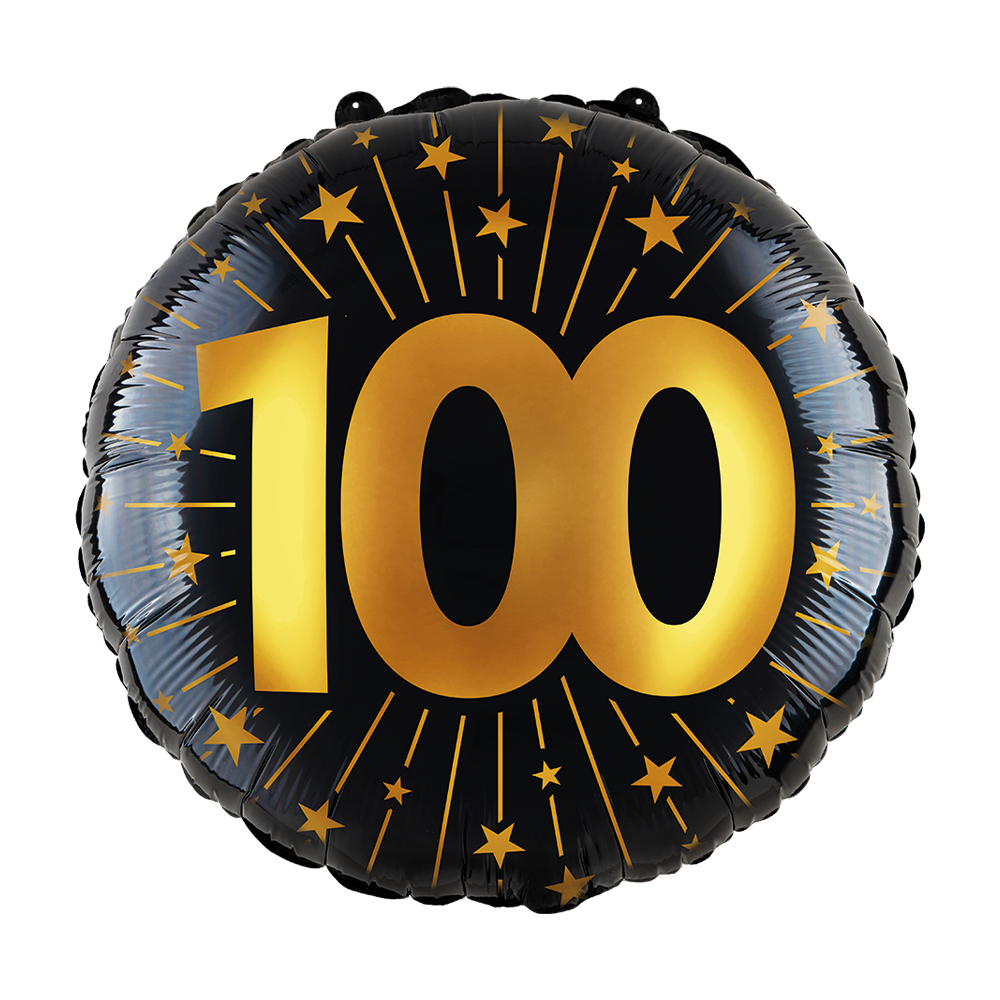 100 Jaar Helium Ballon Zwart Goud Folie Leeg 45cm