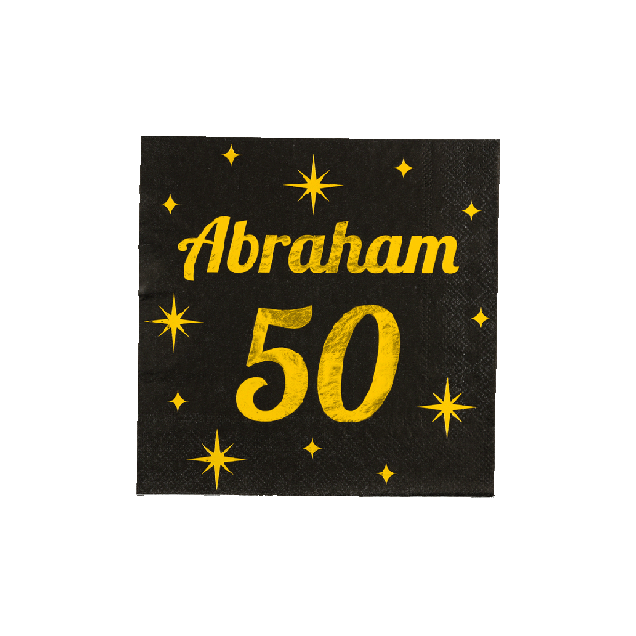 Abraham 50 Jaar Servetten Zwart Goud 19cm 16st