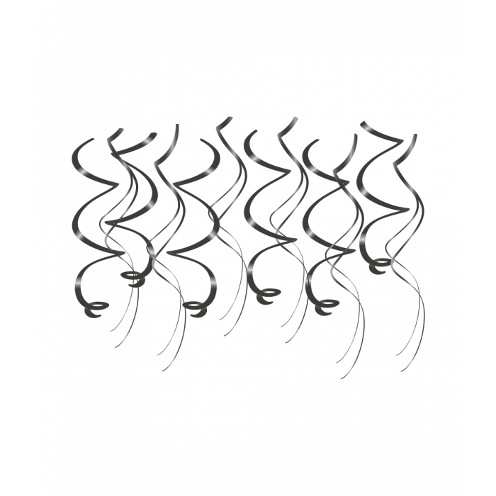 Swirl Hangdecoratie Zwart 70cm 12st