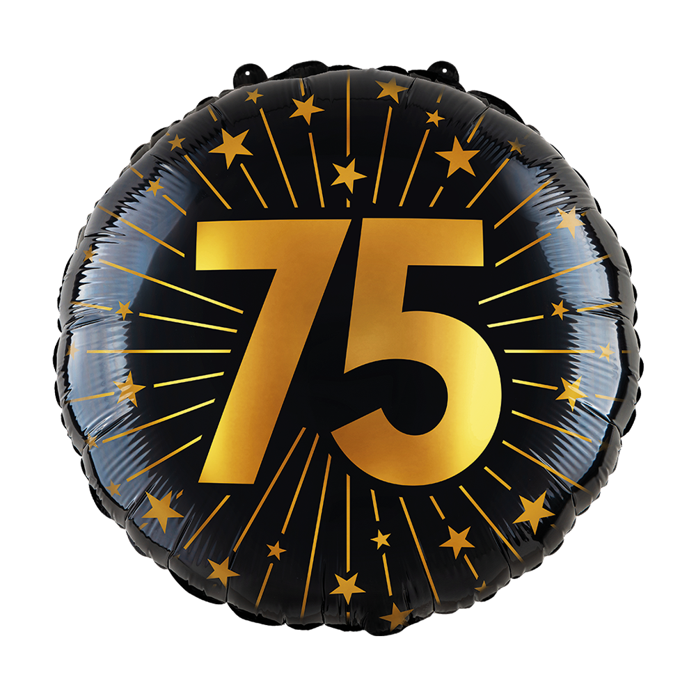 75 Jaar Helium Ballon Zwart Goud Folie Leeg 45cm