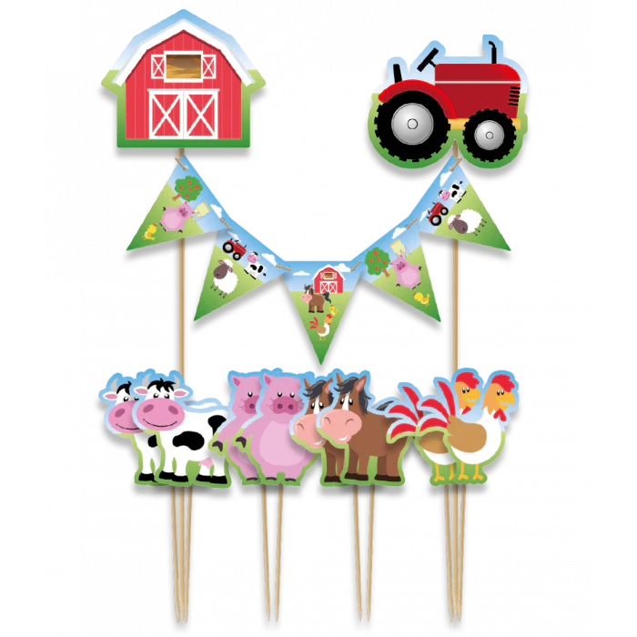 TaartDecoratie Boerderijdier 9-delig