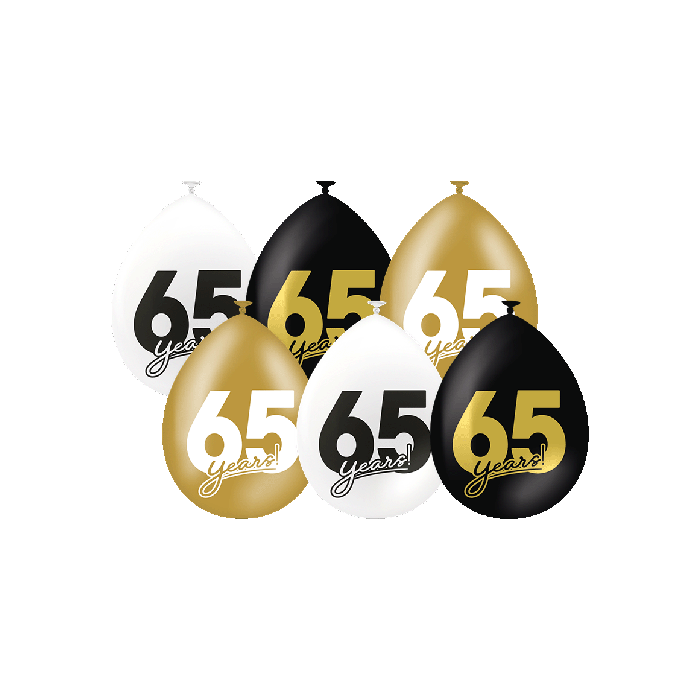 65 Jaar Ballonnen 30cm 6st