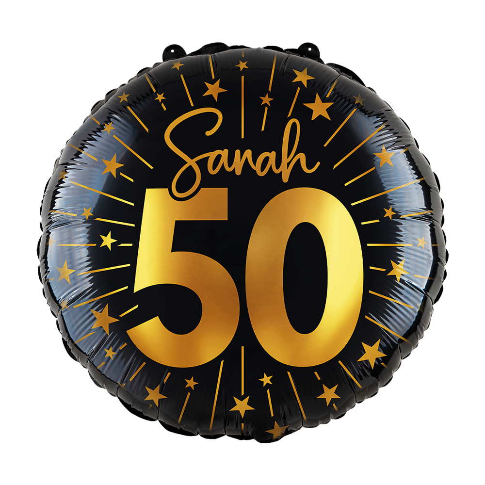 50 Jaar Sarah Helium Ballon Zwart Goud Folie Leeg 45cm