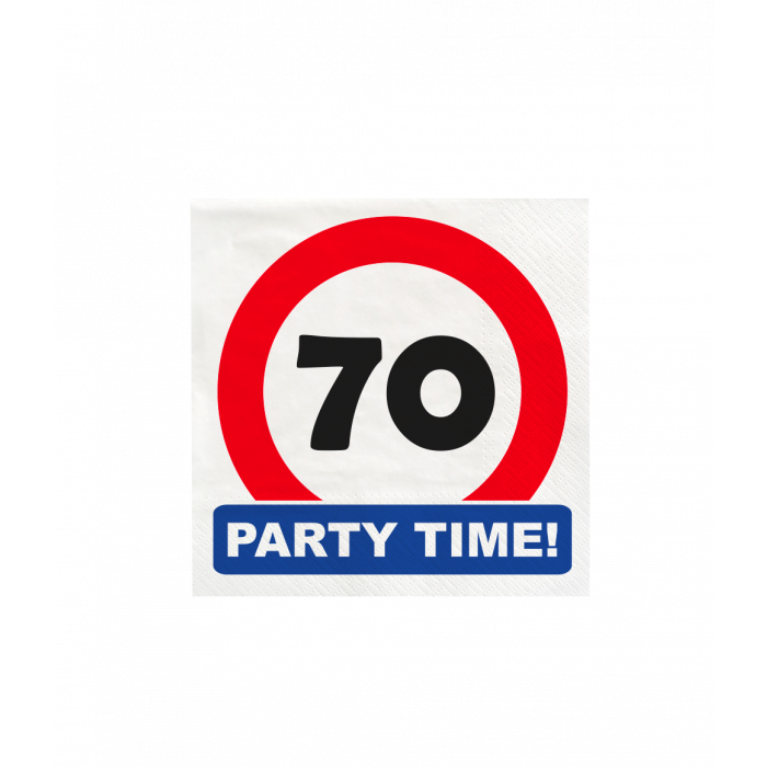 Verkeersbord 70 jaar Party Time Servetten 16st