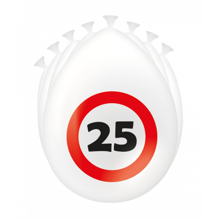 25 Jaar Verkeersbord Ballonnen 8st